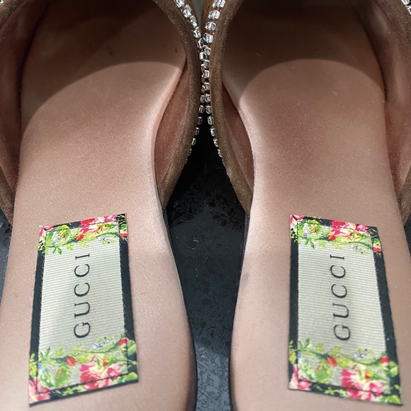 Gucci GG Brown Suede Slippers With Crystal Trim - Picture 5 of 6